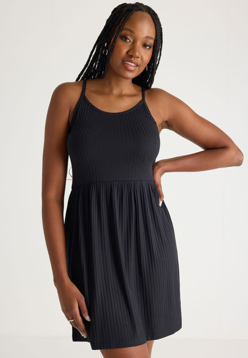 Womens Plain Black Strappy...