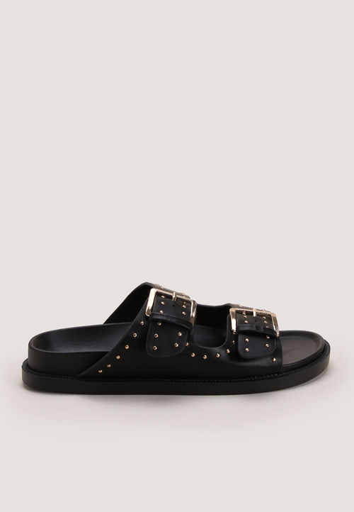 Womens Black Studded Footbed...