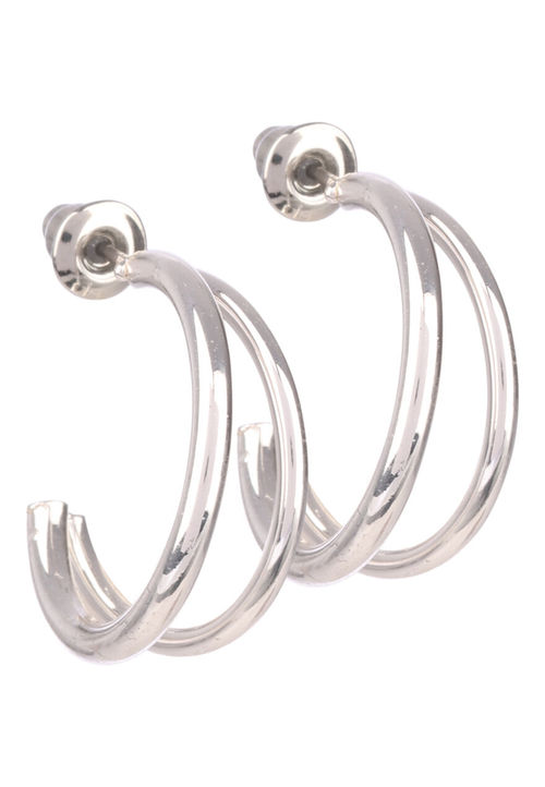 Womens Silver Double Hoop...