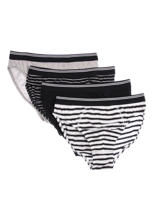 Mens 4pk Monochrome Striped...