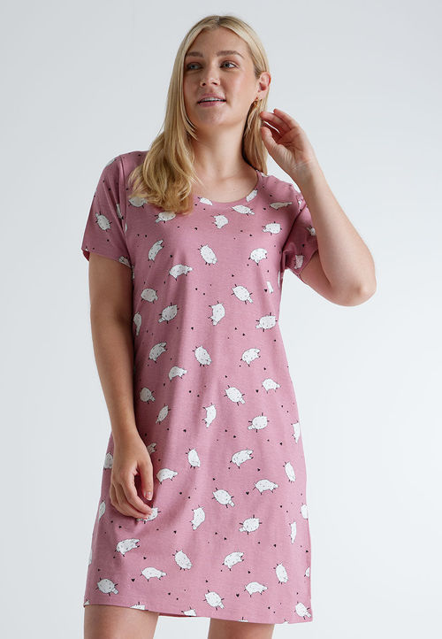 Womens Pink Sheep Nightdress