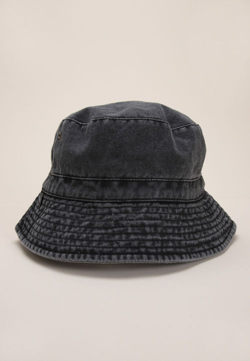 Mens Black Bucket Hat with...