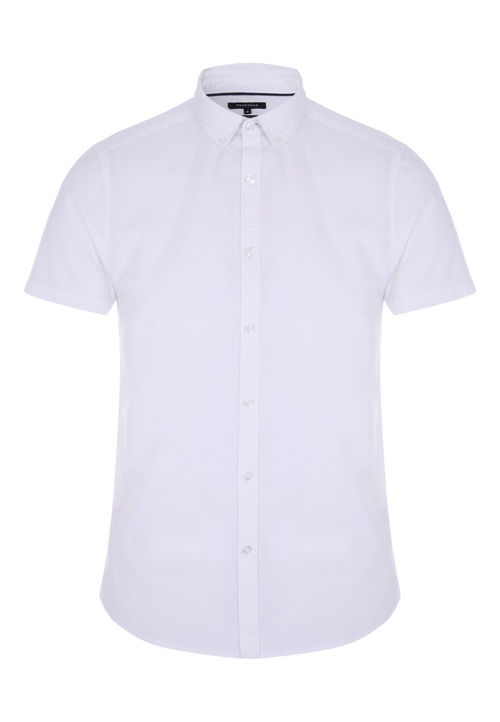 Men White Short Sleeve Oxford...