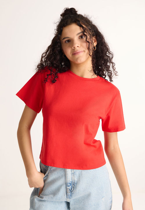 Older Girl Red Boxy T-Shirt