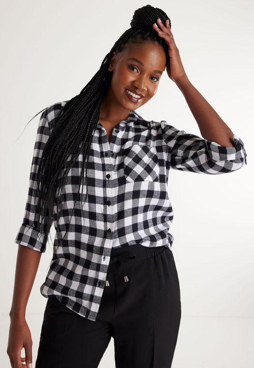 Womens Black & White Check...