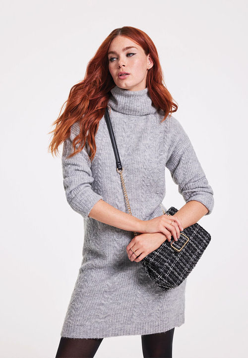 Womens Grey Knitted Cowl Neck...