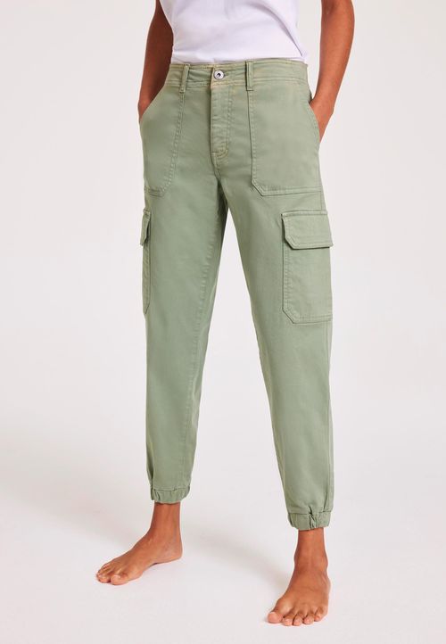 Womens Khaki Cuffed Cargo...