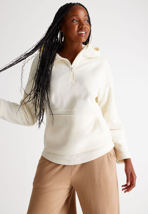 Womens Cream Pullover Hooded...