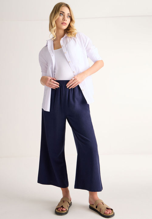 Womens Navy Linen Blend...