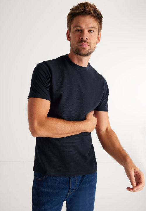 Mens Navy Plain Crew T-Shirt