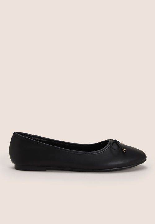 Womens Black Bow Ballet Pumps