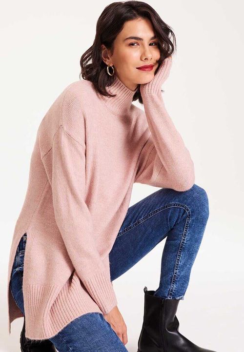 Womens Pink Turtle Neck Jumper