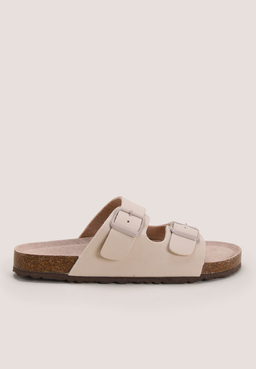 Womens Taupe Buckle Sandal