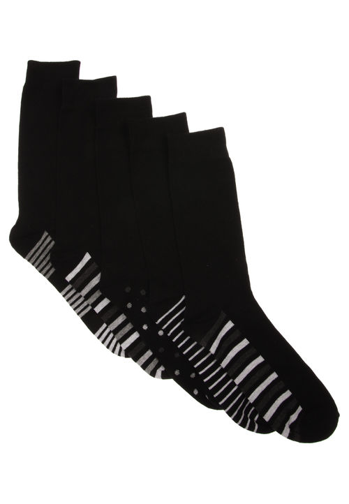 Mens 5pk Black Stripe Ankle...