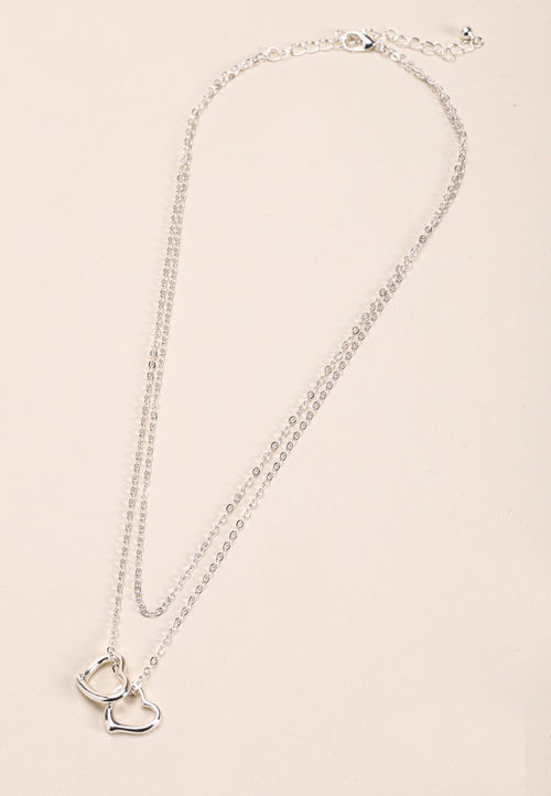 Womens 2 Layer Silver Heart...