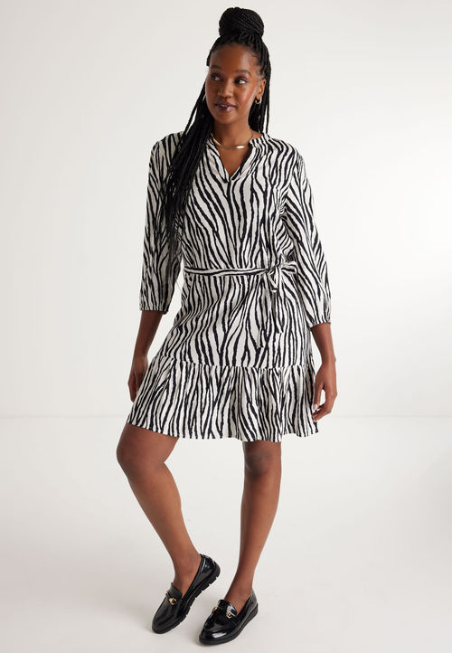 Womens White Zebra Printed...