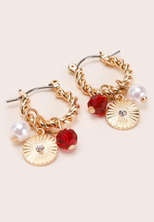 Womens Gold & Red Charm...