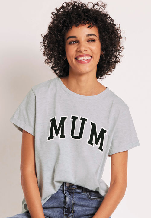 Womens Grey Mum Slogan T-shirt