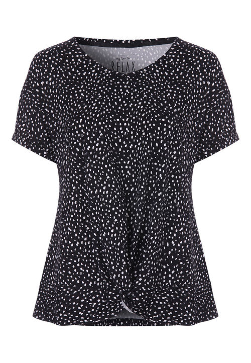 Womens Black Spot Pyjama Top