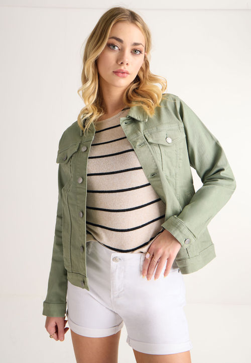 Womens Khaki Denim Jacket