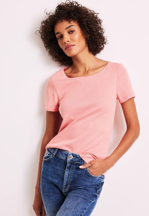 Womens Plain Coral Crew Top