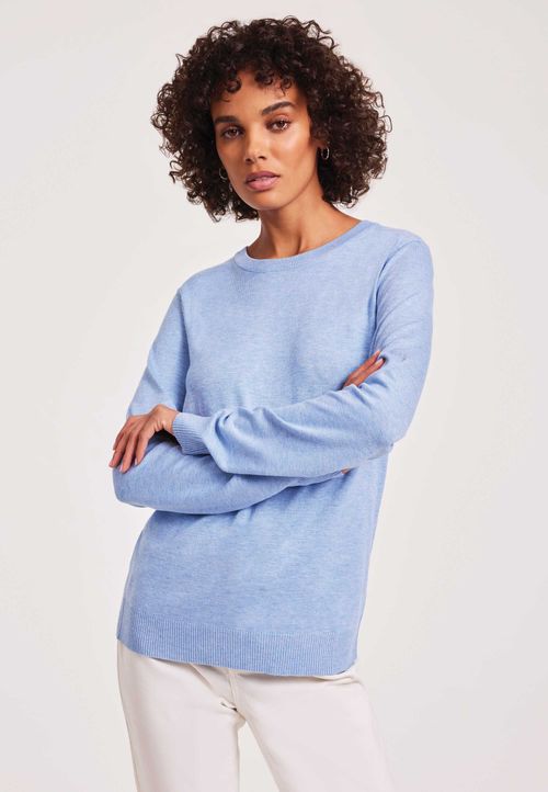 Womens Light Blue Crew Neck...