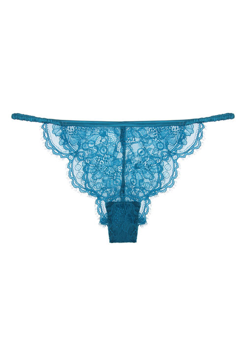 Womens Teal Blue Lace Tanga...