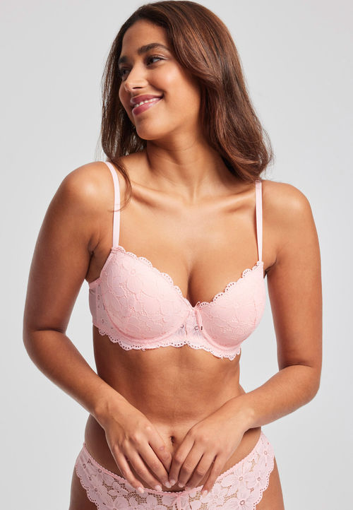 Womens Coral Lace Balcony Bra