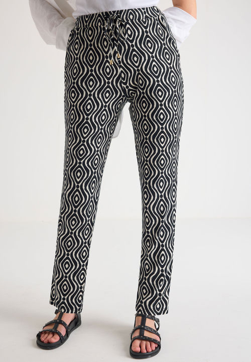 Womens Black Print Relaxed...