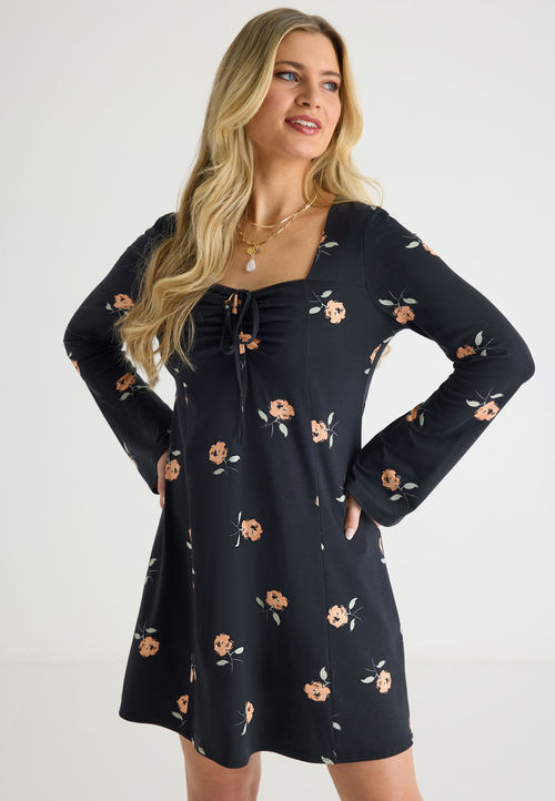 Womens Black Floral...