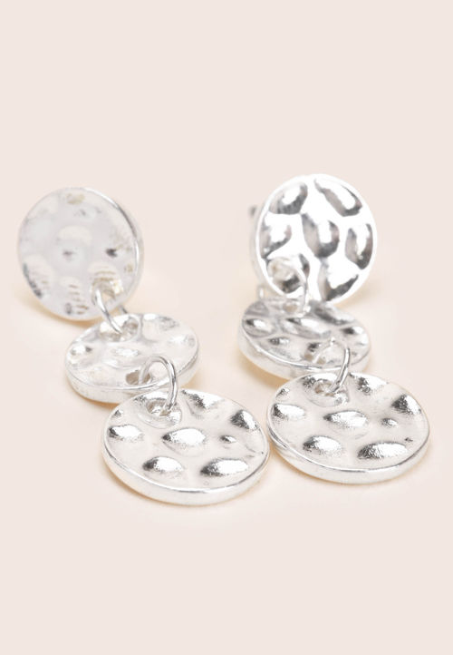 Womens Silver Textured Disc...