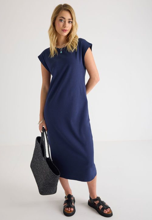 Womens Navy Cap Sleeve Midi...