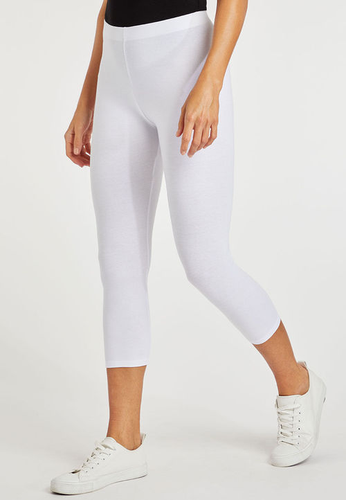 Womens White Cropped Leggings