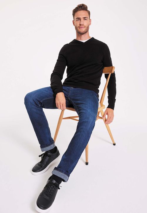 Mens Black V-Neck Jumper