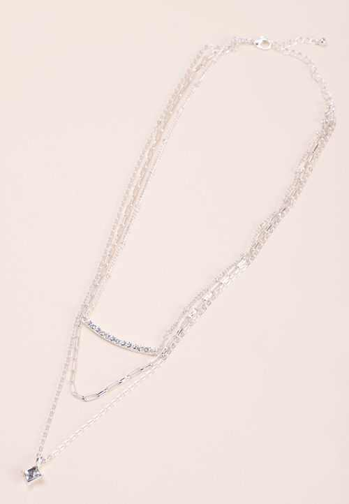 Womens 3 Row Chain Diamante...