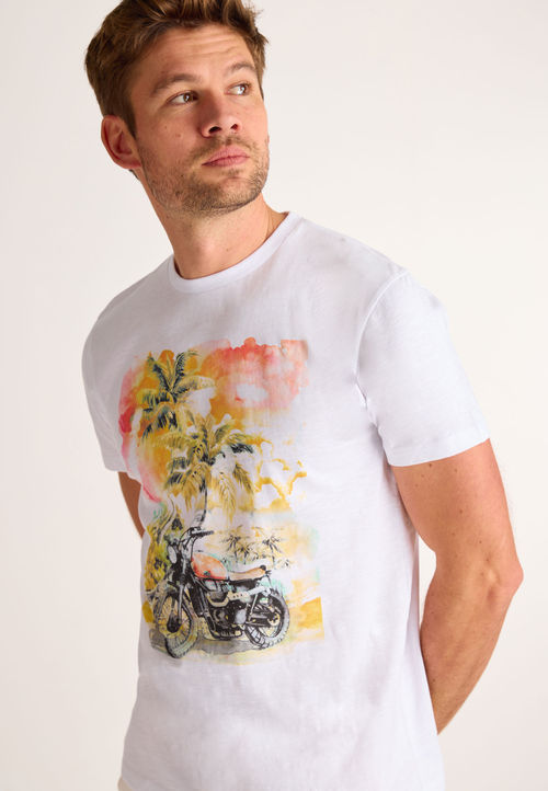 Mens White Motorbike Graphic...