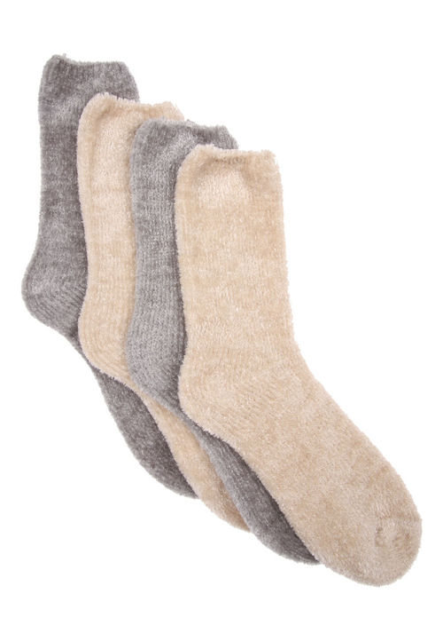 Womens 2pk Grey Velvet Cosy...