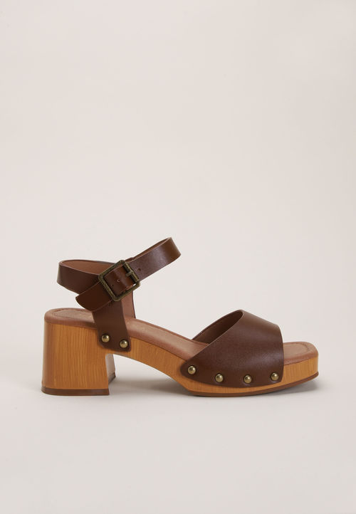 Womens Brown Low Mule Heel