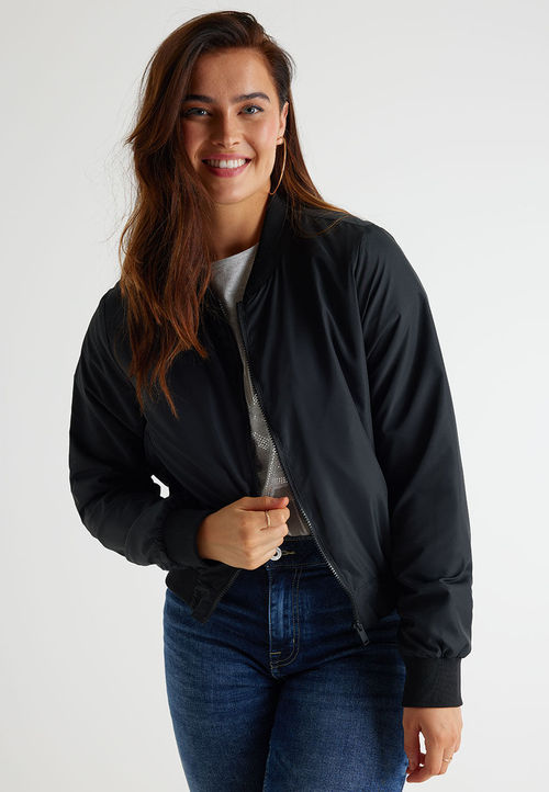 Womens Black Bomber Jacket