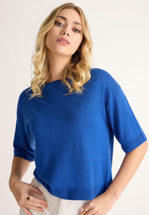 Womens Blue 3/4 Sleeve Jumper...