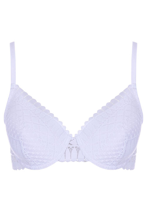 Womens White Geo Lace Plunge...