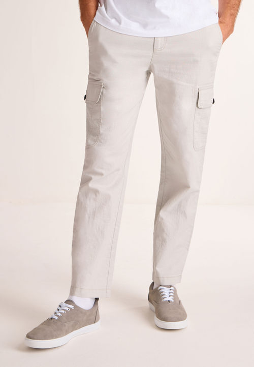 Mens Light Grey Linen Mix...