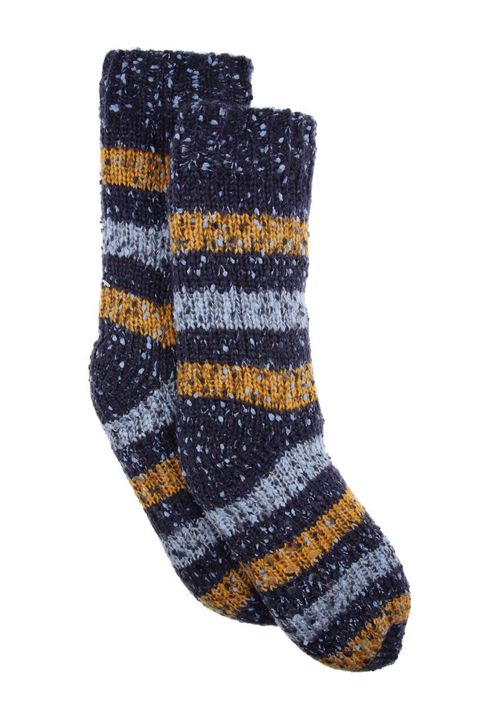 Mens Blue Stripe Slipper Socks