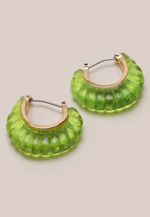 Womens Lime Green Resin Hoop...