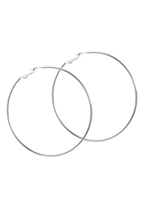 Womens Silver Oversized Hoop...