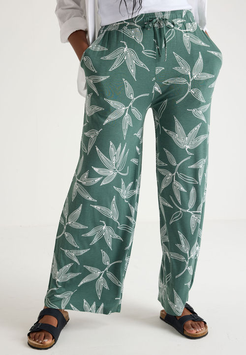 Womens Sage Leaf Print Wide...