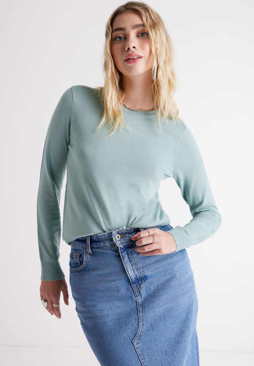 Womens Pale Sage Crew Neck...