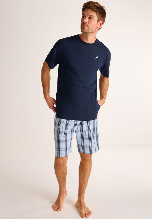 Mens Navy Check Print Jersey...