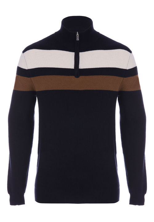 Mens Navy & Tan Colour Block...