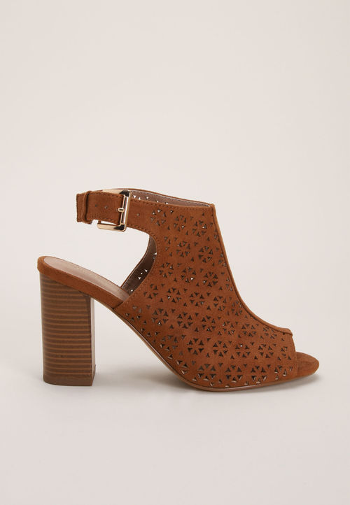 Womens Tan Open Toe Laser Cut...